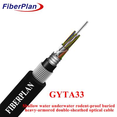 China GYTA33 Optic Cable 4 6 8 12 24 48 Cores G652D SM Underwater Stranded Armoured Steel Wire for sale