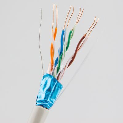China Solid Networking PVC Cat5e Lan Cable FTP 0.50mm Copper Clad Aluminum 305 m / roll for sale