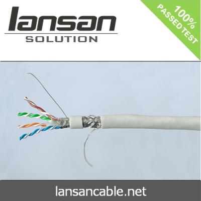 China Transmission Double Shielded Cat6A Cable , AL Foil+ Braiding Network Cat6A SFTP Cable, Pass Fluke Test for sale