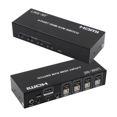 China No Delay HDMI KVM Switch 4 Port  Ip Kvm Hdmi Support Hot Keys Auto Switching for sale