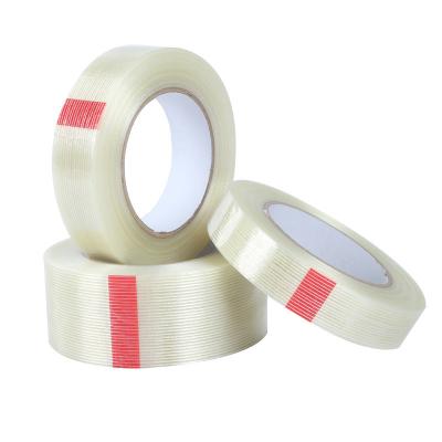 China Fiber Reinforced Packing Adhesive Tape Clear Bi Directional Filament Strapping Tape for sale