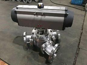 China aero2 pneumatic actuator air control  three way Y type ball valve for sale