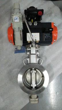 China Pneumatic triple eccentric butterfly valve Pneumatic actuator control butterfly valves for sale