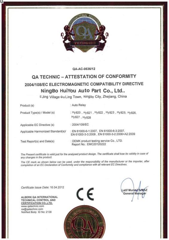 CE - Zhejiang Huiyou Auto Parts Co., Ltd.