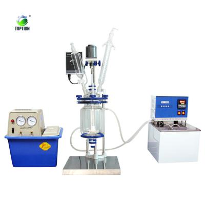 China Laboratory Jacketed Double Layer Glass Stirred Tank Glass Reactor 220v 1L~5L for sale