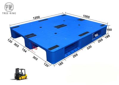 China 3 Skids Flat Smooth HDPE Plastic Pallets With Steel Bar For Racking FP1200 * 1000 for sale