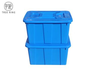 China C614l  Stackable Blue Plastic Storage Boxes With Lids / Cover  670 * 490 * 390 Mm for sale
