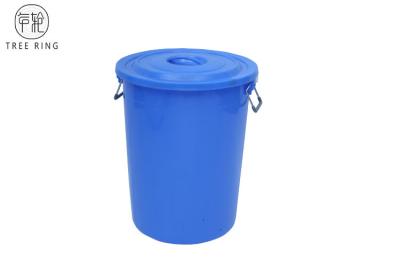 China pequeño cubo de basura plástico 100Liter con la tapa/la jaula y las ruedas del marco de acero rojas o azules en venta