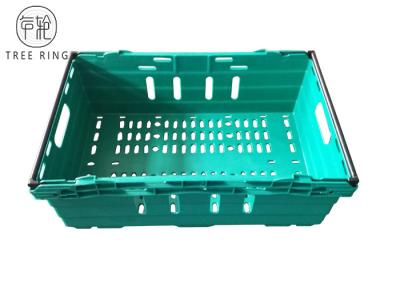 China Perforated Sides Nestable Bale Arm Crate Trays Containers With Stacking Bars 590 * 400 *192 for sale