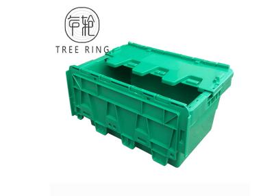 China Recycled Green Plastic Storage Boxes With Lids Hinged , Attached Lids Container 500 X 330 X 236mm for sale