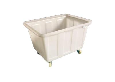 China Rectangular Tuff Tubs On Trolleys Poly Box Truck With Swivel Castors for sale
