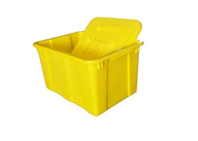Китай Покрашенные желтым цветом пластиковые коробки ящика с крышками для коммерчески повторно использовать Курбсиде продается