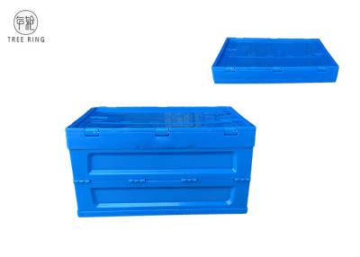 China Folding Container Collapsible Plastic Crate With Attached Lid For Commercial 65 Liter for sale