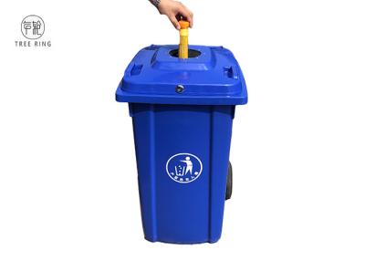 China Customized Recycling Locakable Garbage Wheelie Bin 240l Blue With Bottle Lids Locked for sale