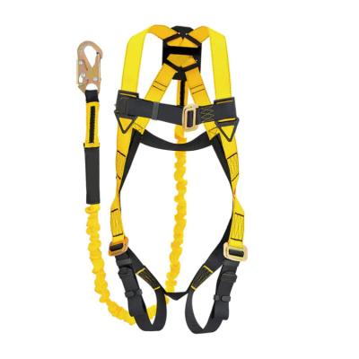 China 45mm Yellow Black Body Harness Safety ANSI Full Body Harness With Lanyard for sale