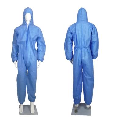 China Blue S-2XL Safety Disposable Protective Coverall Clothing SMS Medical Coverall Suit for sale