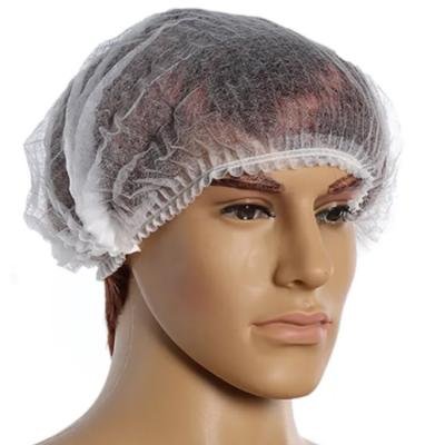 China 14gsm Head Cap Non Woven Disposable Bouffant Cap With Elastic Band 18in 19in for sale