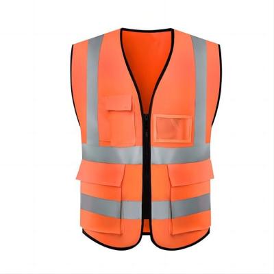China Industrial Quick Dry Reflective Safety Vest Polyester Construction Safety Vest With Pockets for sale