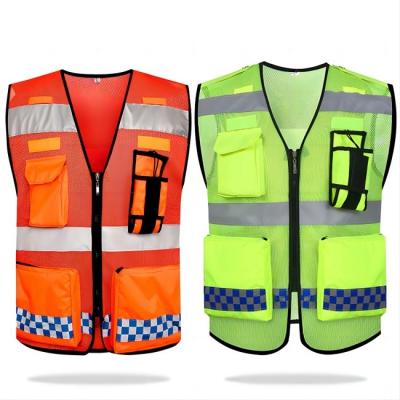 China 120gsm Construction Worker Reflective Safety Vest Lightweight Orange Reflector Jackets for sale