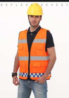 China 100%Polyester van het de Veiligheidsvest van het arbeiders de Oranje Vest Weerspiegelende Veiligheid van Vis Vest For Personal Vuurvaste hallo Te koop