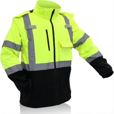 China 55inch Safety Reflective Jacket Removable Hood Sleeves Hi Vis Waterproof Lightweight Jacket for sale