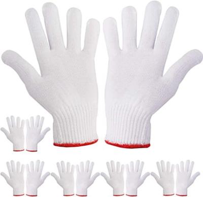 China White Reusable Work Hand Cotton Gloves Grip Washable Reusable 90 Cotton 10 Nylon for sale