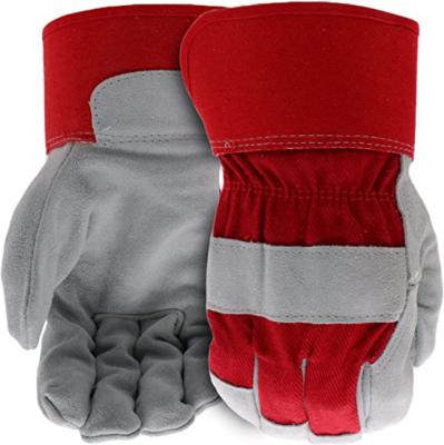 China Gray Red Hand Leather Gloves Work Safety High Abrasion Resistant Gloves S - XXL for sale