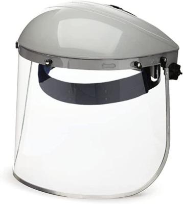 China Gray Ratchet Clear Plastic Protective Face Shield With Window Aluminum Binding for sale