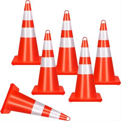 China Premium PVC Parking Reflective Traffic Safety Cones With Orange Stripe for sale