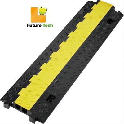 China Outdoor Cable Protector Rubber Speed Hump 2 Channel Low Profile Speed Bump for sale