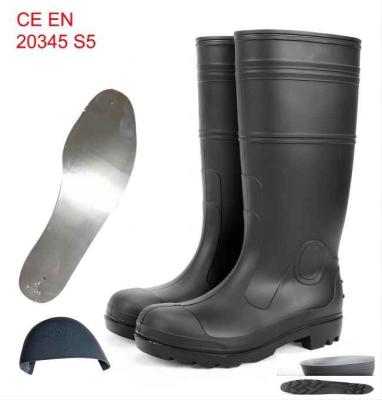 China Rubber S5 Industrial Safety Gumboots Pvc Gum Boot Anti Smash for sale