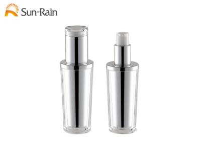 China Ms Acrylic Small Lotion Bottles 30ml , Decorative Silver Empty Cosmetic Bottles for sale