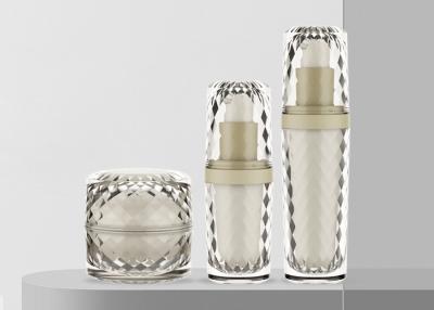 China 15ml 30ml Empty Diamond Acrylic Transparent Lotion Cream Bottle And Jar for sale