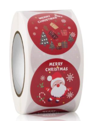 China CMYK Sticky Label Roll Santa Claus Reindeer Merry Christmas Vinyl Decals for sale
