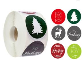 China Christmas 2 Inch Round Sticky Labels On A Roll 1000pcs CMYK Color for sale
