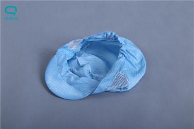 China Washable 0.5cm Strip Anti Static Hat Unisex Clean Room Cap for sale
