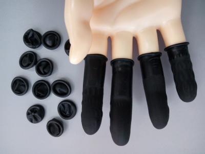China Clean Room Latex Finger Cots Powder Free Black for sale