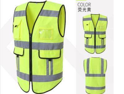 China Reflective Safety Vest , Anti Static Vest Yellow Polyester Mesh Material for sale