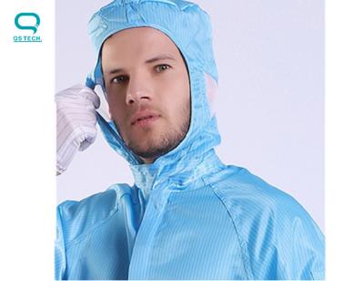 Chine 0.5mm anti rayure statique blanche protégée de la poussière d'habillement de vêtements de travail avec le chapeau de filet de tirette à vendre