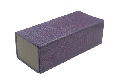 China Leather Rhinestone Foldable Glasses Case , Sunglasses Packaging Box Purple Glitter for sale