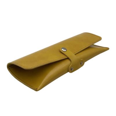 China Yellow Pu Handmade 185*75*38mm Leather Glasses Case for sale