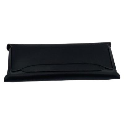 China Black Leatherette Pouch Elegant Soft Leather Spectacle Cases With Belt Closure for sale