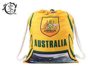 China Australia Soccer Rucksack Printed Drawstring Backpack Gym With Cotton Ropes for sale