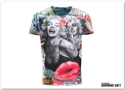 China Super Star Marilyn Monroe 3D Printing Shirt Colorful Pattern Tightly Fit Spandex Apparel for sale
