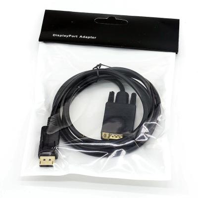 China High Fidelity DP To VGA Conversion Cable Monitor Projector Adapter 1.8Meter for sale