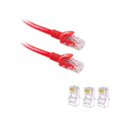 China Cat5e 155MHZ Solid Copper RJ45 PVC Red Jacket CE Networking UTP Patch Cord for sale