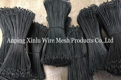 China Garden Black Double Loop Bale Ties 10cm Length BWG20 Q235 PVC Coated Twin Loop Rebar Binding Wire for sale