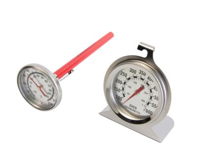 China Stainless Steel BBQ Cooking Thermometer Set With Glow In The Dark Dials for sale