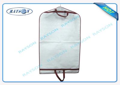 China Embossed Personalised Non Woven Fabric Bags , White Clothing Cover PPSB Webbing for sale