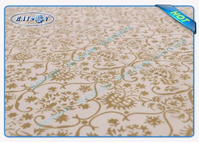 China Golden  Printing PP Non Woven Tablecloth , Spunbond Nonwoven Fabric Tablecloths for sale